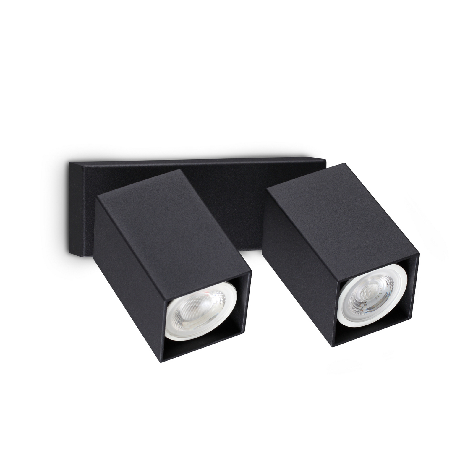 IDEAL LUX Dynamite Square wall spotlight, black, 16.5 cm, 2-bulb